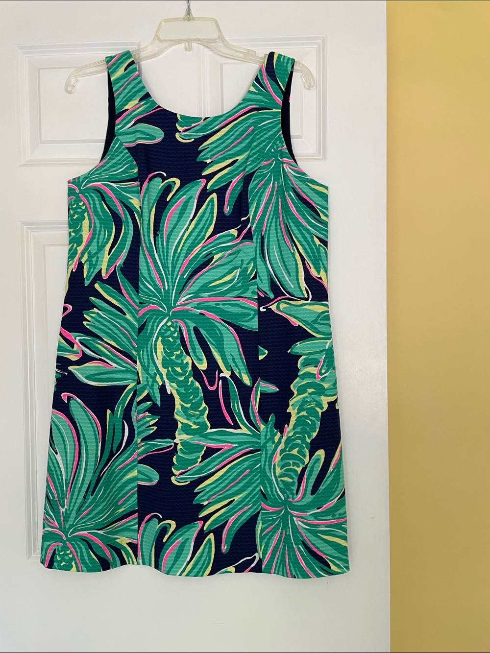 Lilly Pulitzer Navy Mini Dress with Green and Pink Palm Print